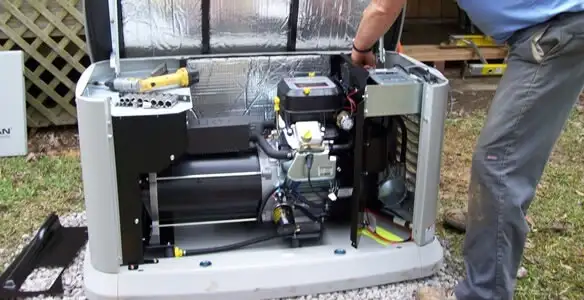 generator installation service showing technician connecting and configuring generator components in Orlando, FL